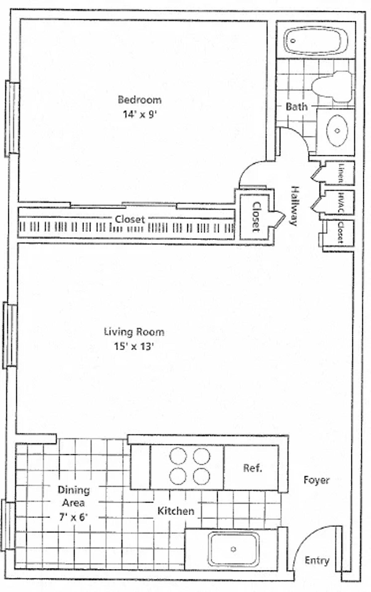 Fulton Flats West – 1 Bed / 1 Bath MR