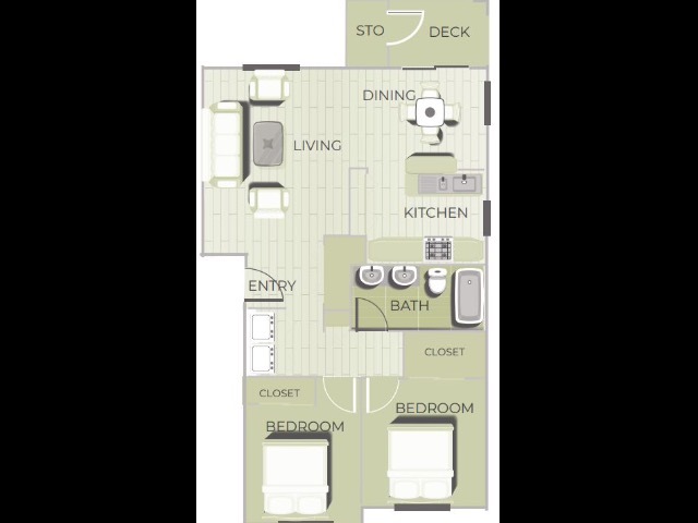 2 Bed 1 Bath Standard - Plateau 176 Apartments