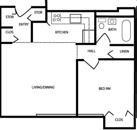 1BR/1BA - Jenor Towers
