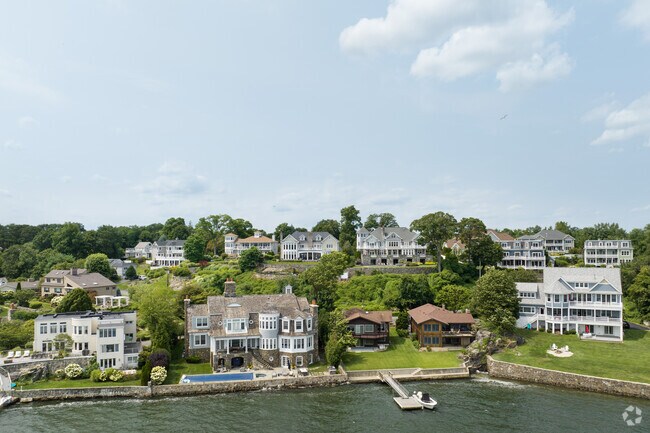 Extravagant waterfront homes dot the shoreline in Port Chester.