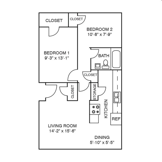 2BR/1BA - Magnolia Plaza Apartments