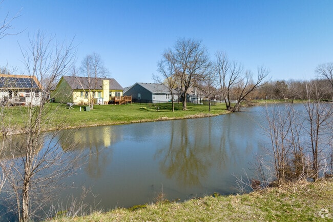 Homes surround the Bridgewater Lake in Edgerton near Gardner, Kansas.