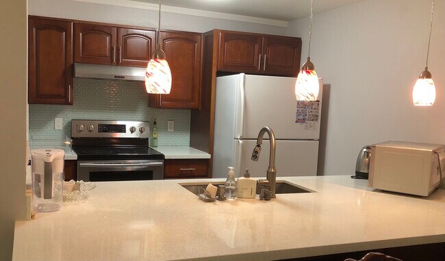 open kitchen island, granite countertop with bar space - 13209 Newcastle Way