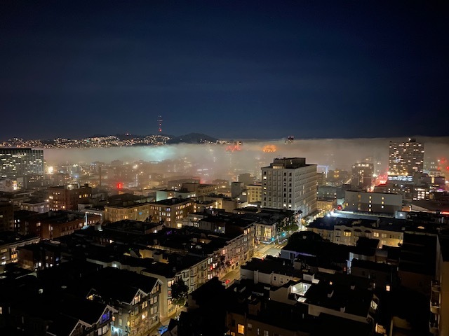 View from living room at night - 1177 California St
