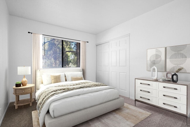 Virtually Staged Hall Bedroom - Sunset Springs Apartments