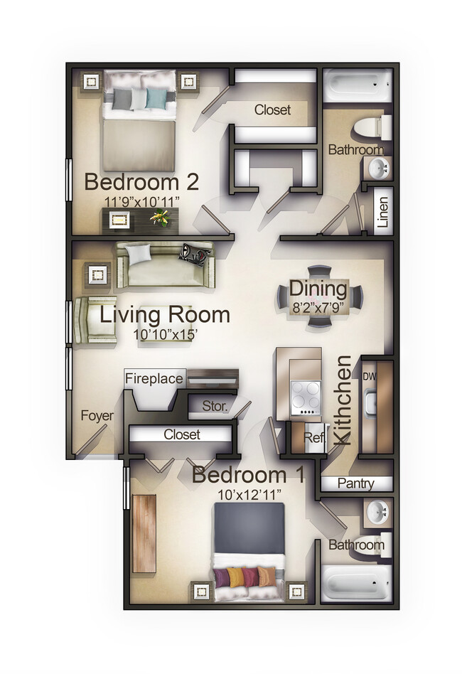 Aspen 2 habitaciones y 2 baños - Parkhaven Apartments