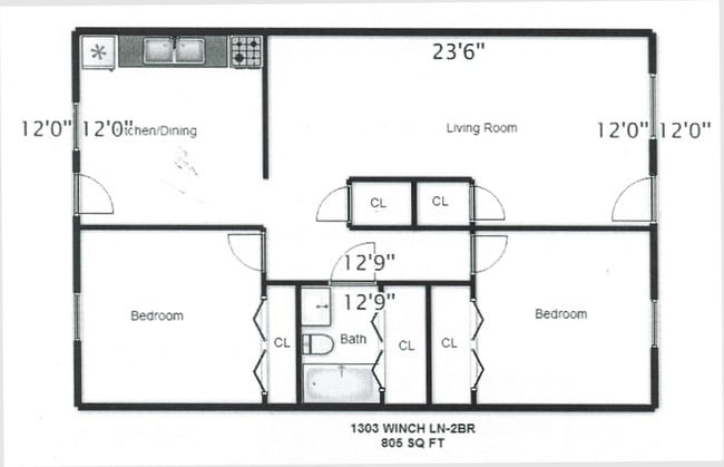 2BR/1BA - Winch Lane Apartments
