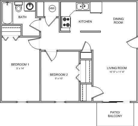 Plano de planta - Peachtree Place Apartments