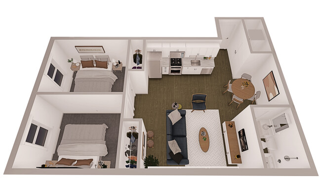 Plano de planta de 2 habitaciones - LIV at 327 W Seneca