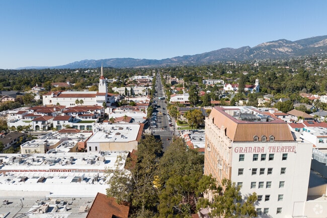 Downtown Santa Barbara is located between the ocean and mountains.