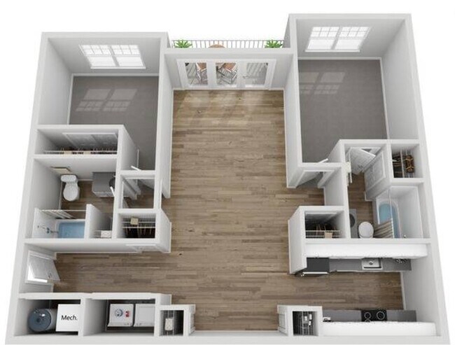 Floor Plan - Renovated 2 Bed, 2 Bath - 218 14th St NW