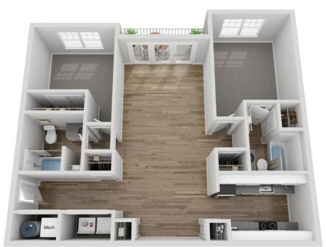 Floor Plan - Renovated 2 Bed, 2 Bath - 218 14th St NW
