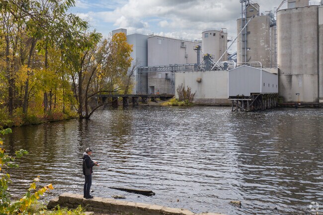 The Lowell Dam on Flat River in downtown Lowell is a popular fishing spot.