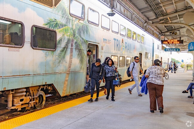 Palm Springs Village residents embrace the convenience of TriRail transit.