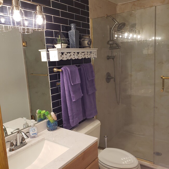 Custom bathroom with large walk in Shower - 1000 Marquez Plz