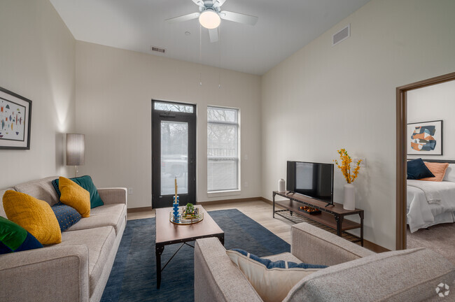 1BD, 1BA - 630SF - Living Room - Aura at Innovation Square