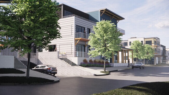 Vista proyectada de la entrada al estacionamiento subterráneo debajo de los edificios. - Westport Crossing