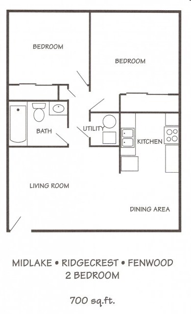 2 habitaciones - 1 baño - Midlake Apartments