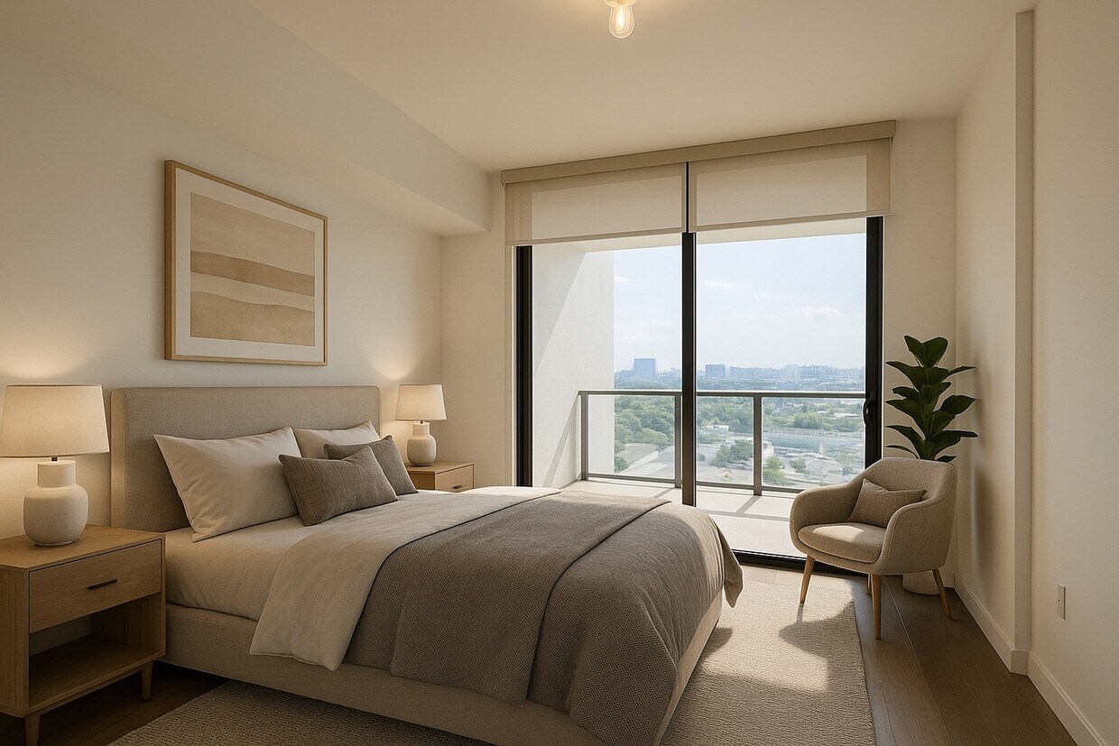 Dormitorio de puesta en escena virtual - 1600 NE 1st Ave