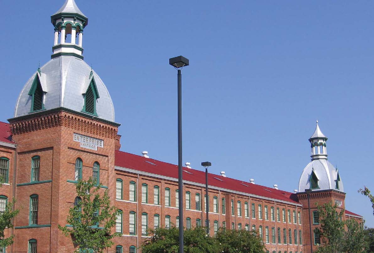 North view from parking lot - Enterprise Mill Apartments