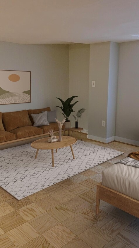 Studio living area (virtually staged) - The Paramount