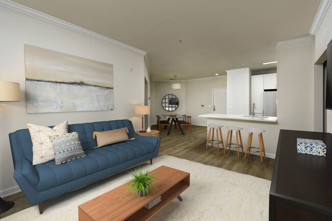 Renovated II kitchen, living, and dining areas with hard surface flooring - Avalon at Grosvenor Station