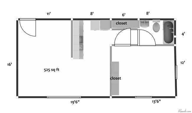 545-563 Lowell Avenue 1Br - Floor Plan - Lowell 558