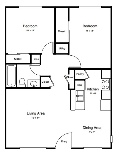 2HAB/1BA - Carlton Square Apartments