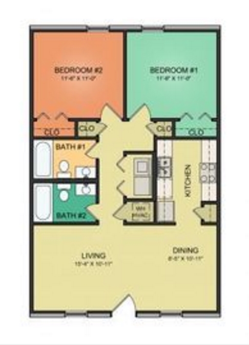 Floor Plan 2 Bed/2 Bath - Four Quarters College Station