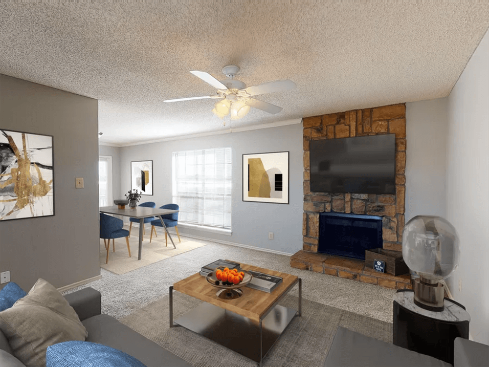 Sala de estar con chimenea - Mill Creek