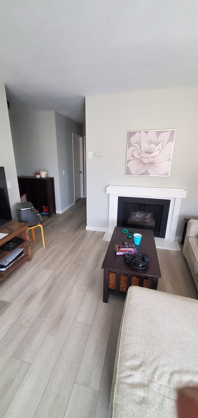 Living room and fireplace - 300 Glenwood Cir