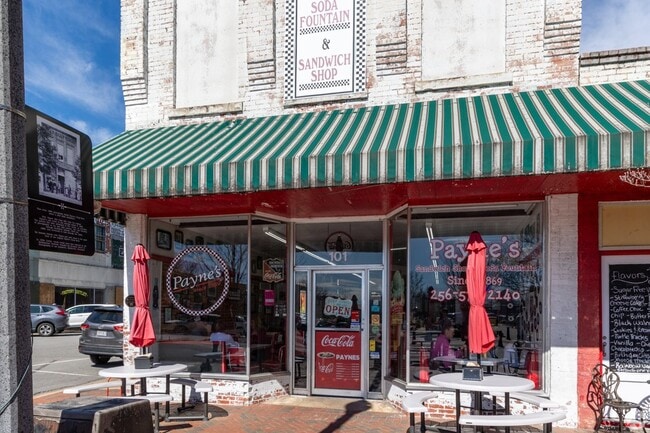 Well-loved local shops are frequented by residents in Scottsboro's downtown area called "The Square."