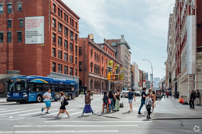 Public transit and pedestrian traffic dominate Lafayette St.