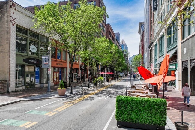 Shops line the streets in the Cultural District.