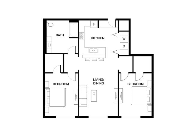 E1 - Two bedroom 1057 sf - Riverside Retreat at Federal City – 55+