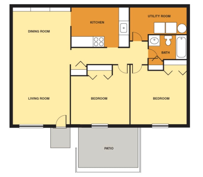 Plano de planta de dos habitaciones - Red Deer Apartments