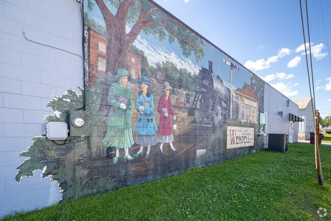 This is one of several hand-painted murals in Downtown Wendell.