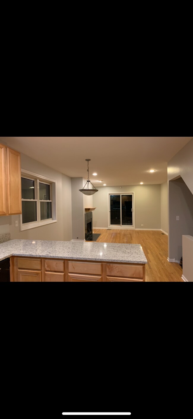 Open floor plan main level kitchen and family room with hardwood floors - 1241 N Maplewood Ave