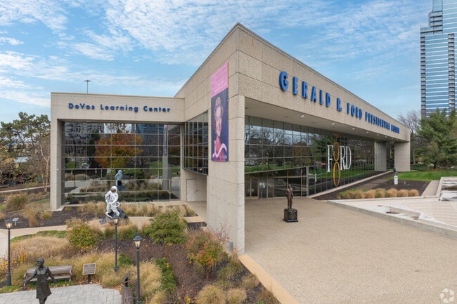 The Gerald R. Ford Presidential Museum rests on the Grand River across from downtown.