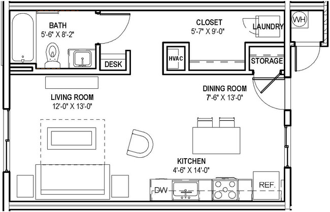 Plano de apartamento diseñado de manera eficiente que presenta espacios habitables elegantes para una vida moderna. - Cabana North Valley