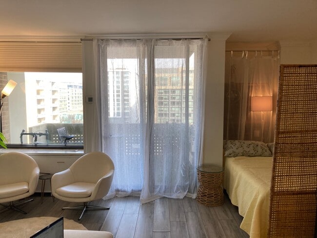 Grandes ventanales y balcón, y zona de dormir. - 240 M St SW