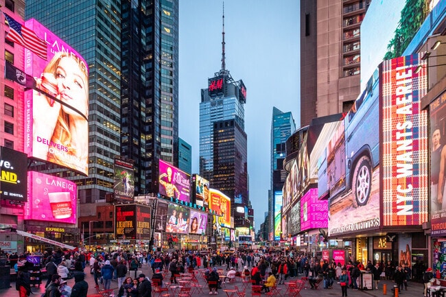 Feel all of the energy of New York City in Times Square.