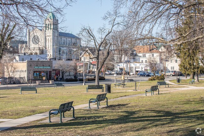 Depot Square Park walking path.