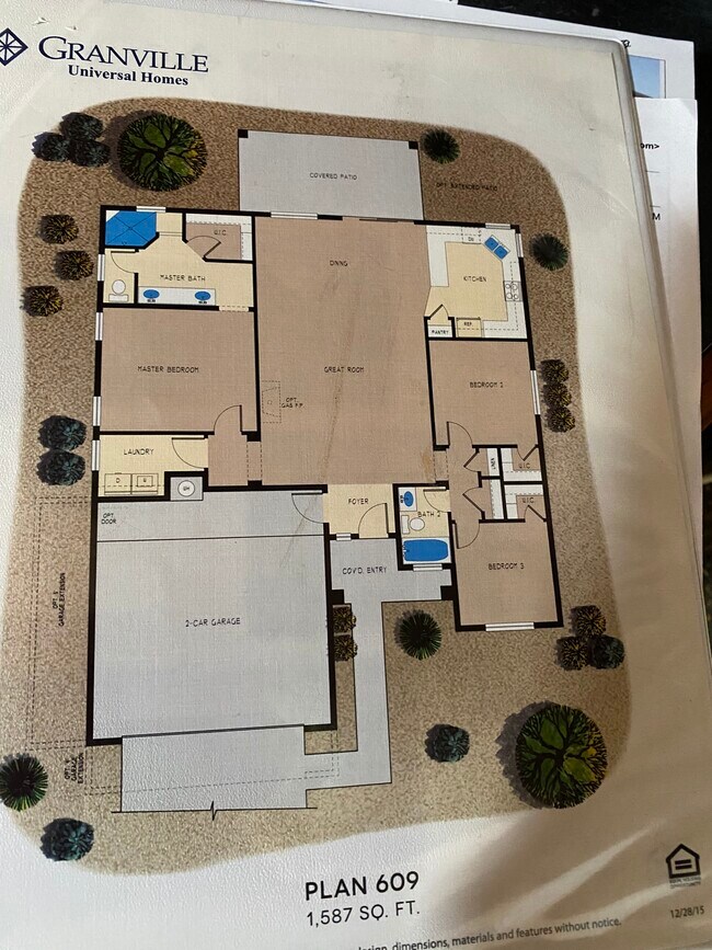 Floor plan, has expanded covered patio and gas fireplace - 6342 E Beckett Trail