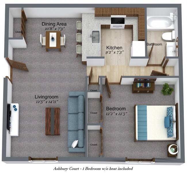 1 Bedroom WITHOUT Heat Included in Rent - Ashbury Court
