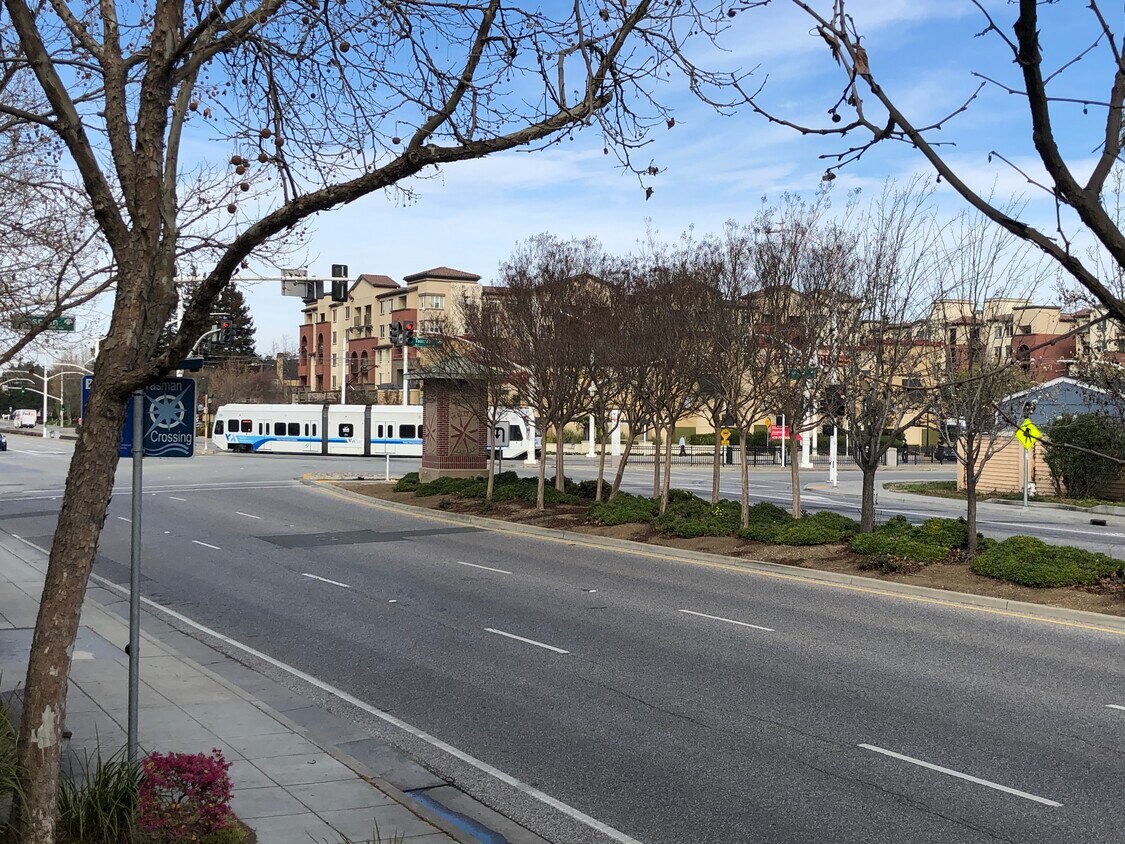 View of VTA Light Rail passing by from the front door - 1138 Le Mans Terrace