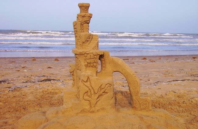 Sand sculpture on nearby South Padre Island