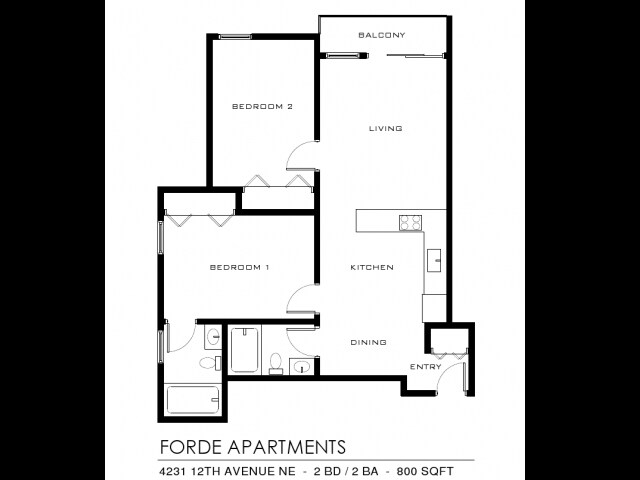 2 HAB/2 BA - Forde Apartments