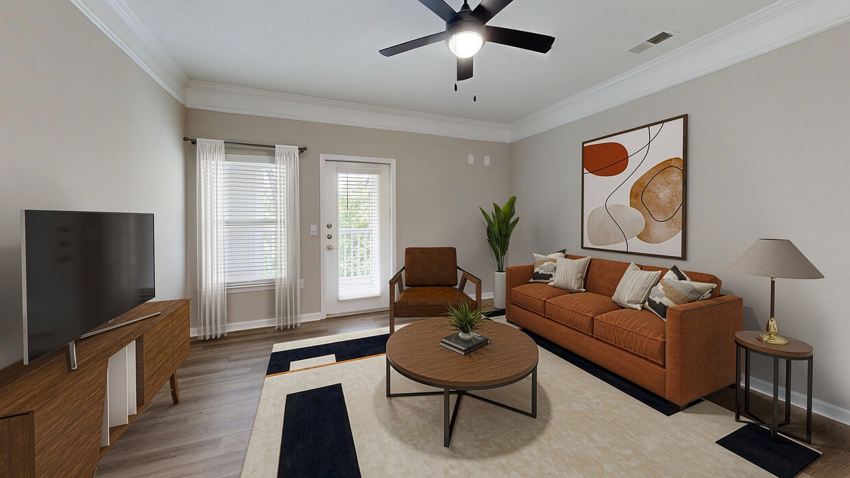 Newly Renovated Living Room - Waterstone at Brier Creek Apartments
