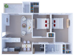 2 Bedrooms Floor Plan B1